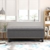 TIRAMISUBEST Storage Ottoman Bench with Wood Legs - Button-Tufted Upholstered Bedroom Seat with High-Density Foam, Linen Dark Grey - 3 of 4
