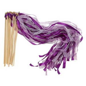 Unique Bargains Party Favor Wooden Handle Lace Ribbon Sticks Fairy Wands 25 Pcs - 1 of 4