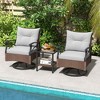 Costway 3 PCS Patio Swivel Rocker Set with 2-Tier Coffee Table & Cozy Seat Back Cushions - 2 of 4