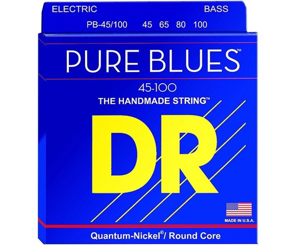 DR Strings PURE BLUES Medium-Lite 4-String Bass Strings (45-100)