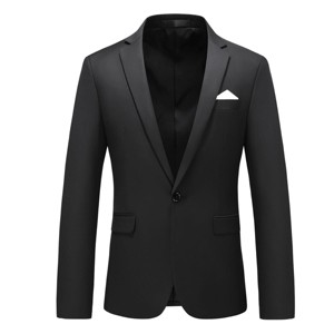 Cloudstyle Men's Suit Jacket One Button Slim Fit Sport Coat Daily Black Blazer - 1 of 4