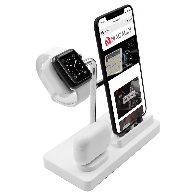Macally 3-in-1 Apple Charging Stand for Apple Watch, iPhone and AirPods - White, 3 of 9