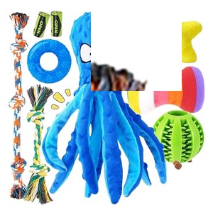 Itopfox 9-Pack Interactive Puppy Dog Toys for Small Dogs, No-Stuffing Squeaky Octopus-Shaped Toy, Cute Plush & Chew Toys for Teething Puppies - 1 of 4