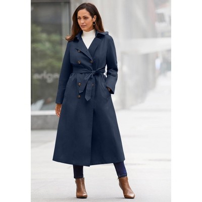 Jessica London Double Breasted Long Trench Raincoat