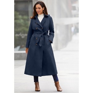 Jessica London Double Breasted Long Trench Raincoat - 1 of 4