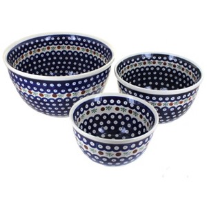 Blue Rose Polish Pottery 1900 Zaklady Mixing Bowl Set - 1 of 1