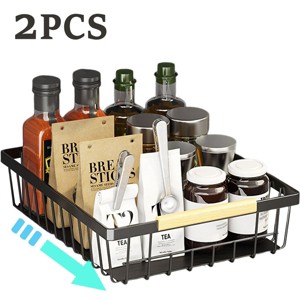 SEVOBAL Pull Out Cabinet Organizer Slide Out Drawer No Drill Pull Out Sliding Pull-Out Pantry Shelves Kitchen Bathroom, Black, 15.99"*11.31"*5.46" - 1 of 4