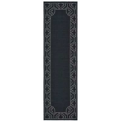 Oriental Weavers Marina 1247K Black/ Ivory Indoor/Outdoor Area Rug - 2'3" x 7'6"