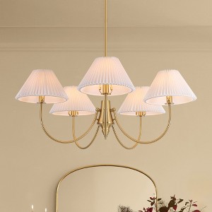 Rennnsan Ray 5-Light Modern Gold Sputnik Cluster Cone Fabric Shade Large Chandelier for Dining Room, Living Room, Stairways - 1 of 4