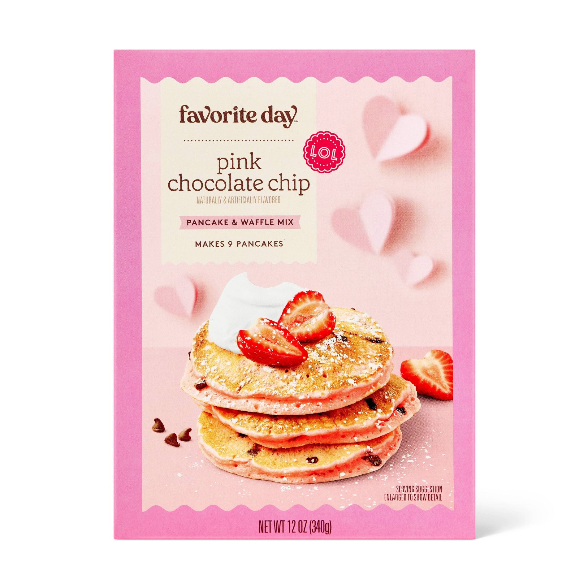 Valentine's Pink Chocolate Chip Pancake Mix - 12oz - Favorite Day™