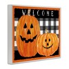 Stupell Industries Festive Halloween Welcome Sign Happy Pumpkins Black Plaid Framed Giclee Art - 2 of 4