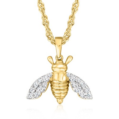 Ross-Simons 0.20 ct. t.w. Diamond Bumblebee Adjustable Pendant Necklace in 18kt Gold Over Sterling Size