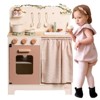 ROBOTIME Kids Kitchen Play Set,Rustic Wooden Pretend Play Kitchen for Toddlers 3+, Pink, 21.84"*11.7"*28.86" - 3 of 4