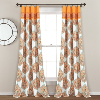 Set of 2 (84"x52") Harley Light Filtering Window Curtain Panels Orange - Lush Décor