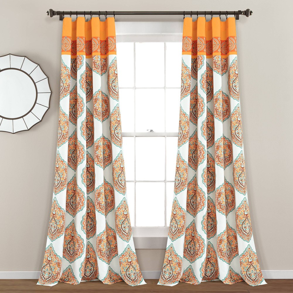 Photos - Curtains & Drapes 2pk 52"x84" Light Filtering Harley Curtain Panels Orange - Lush Décor