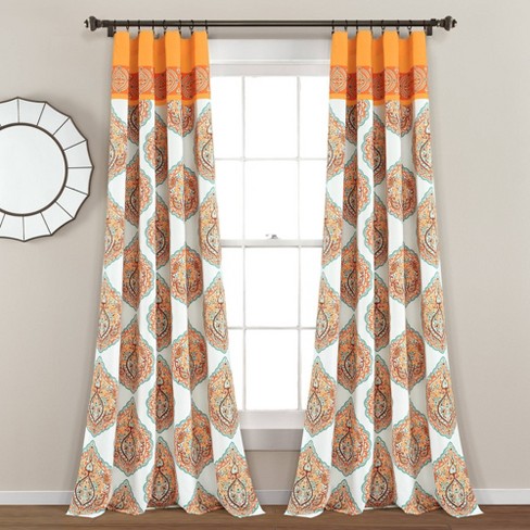 Harley Light Filtering Window Curtain, Orange And Teal Curtains