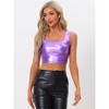 INSPIRE CHIC Women's U Neck Sleeveless Party Clubwear Shiny Metallic Crop Tank Tops - 3 of 4