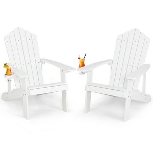 Tangkula 2PCS Adirondack Chair HIPS Adirondack Chair w/Cup Holder Realistic Wood Grain Weather Resistant Outdoor Chair for  380 LBS Weight Capacity Black/Navy/White/Teak/Dark Green/Red/Light Grey/Yellow - 1 of 4