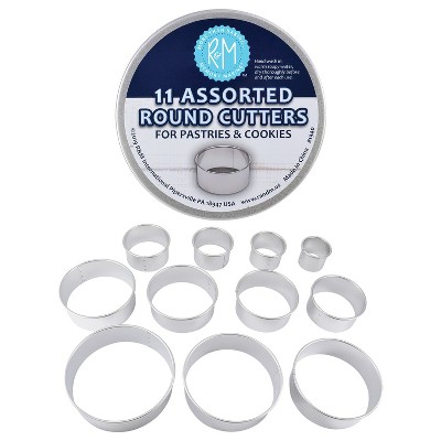 11-Piece Stainless Steel Round Cookie and Pastry Cutter Set