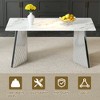Syemin 63" Side Table, Marble Top, With Metal Stainless Steel Butterfly Legs for Living Room, Silver, 63"*31.5"*30" - 4 of 4