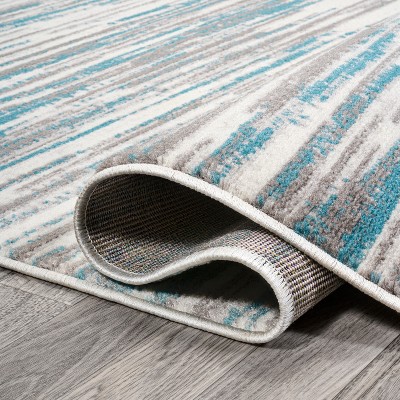 Abstract Linear Stripe Gray Synthetic Area Rug