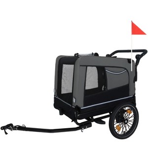 2-in-1 Bike Trailer & Push Cart for Pets - Detachable Bike Hitch & Push Handle Included - All-Terrain Wheels,Holds Pets Up to 88 lbs - 1 of 1