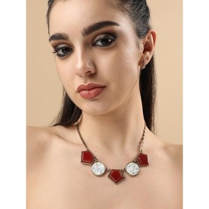 SOHI Women's Berry Red Party Stone Statement Necklace - 1 of 4