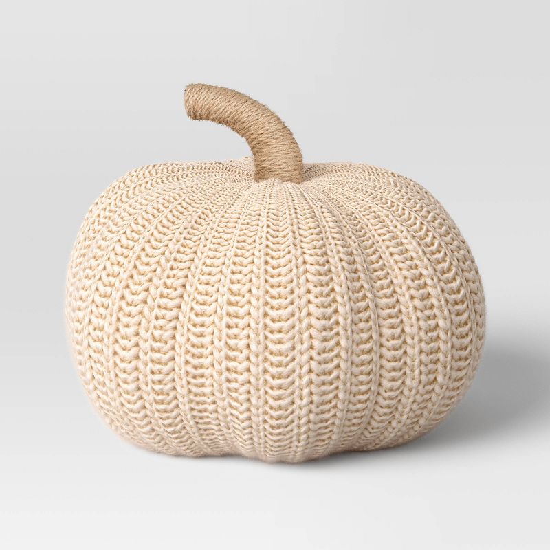 Knit Pumpkin with Jute Stem Novelty Throw Pillow - Threshold™, 1 of 12