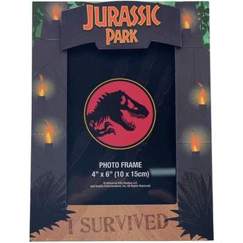 Silver Buffalo Jurassic Park "I Survived" Die-Cut Photo Frame | Holds 4 x 6 Inch Photos
