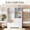 PAGED Wooden Hall Tree with Storage Bench and 7 Hooks, Detachable Coat Rack with Shoe Bench and Open Shelves for Hallway, Living Room - 3 of 4