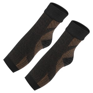 Unique Bargains Ankle Support Swelling Eases Foot Sleeve Brace Black Brown 1 Pair - 1 of 4