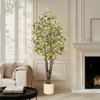 Orieon 6FT Artificial Eucalyptus Tree with 50 LED Lights – Faux Silk Plant in White Planter for Home, Living Room, Office - 2 of 4