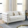 60" Modern Loveseat Sofa,Deep Seat 2 Seater Sofa with Pillows,Teddy Fabric Couch for Living Room Bedroom-Baofuwish - 2 of 4