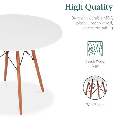 White and Walnut Mid-Century Modern 5-Piece Dining Set