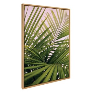 Kate & Laurel All Things Decor Sylvie Her Majesty 2 Framed Canvas Wall Art by Alicia Bock Natural Beach Palm Frond Tree Wall Art - 1 of 4