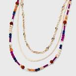 Semi-Precious Aventurine Jasper Lapis Opal Quartz Beaded Necklace Set 3pc - Universal Thread™