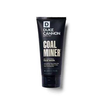 Duke Cannon Coal Miner Oil Control Face Wash - Kaolin Clay and Glycolic Acid Face Wash for Men - 6 fl. oz