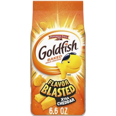 Goldfish Flavor Blasted Xtra Cheddar Cheese Crackers, Baked Snack Crackers, 6.6 oz Bag, Pack of 2