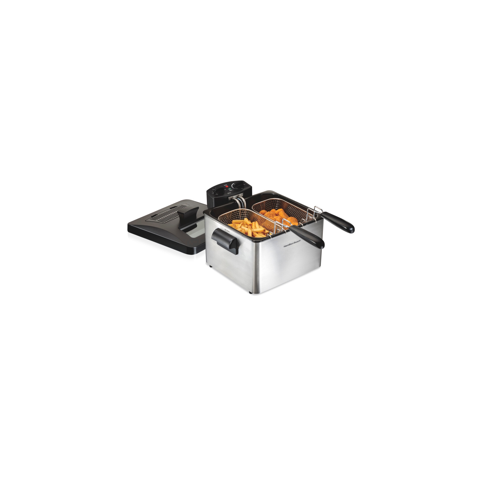 Hamilton Beach 3qt Double Deep Fryer 35036: Electric Oil Fryer, 1800W, Dishwasher-Safe Parts, Cast Aluminum, Gray