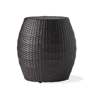 GDFStudio Ellison Outdoor Wicker Barrel Side Table, Multibrown - 1 of 4