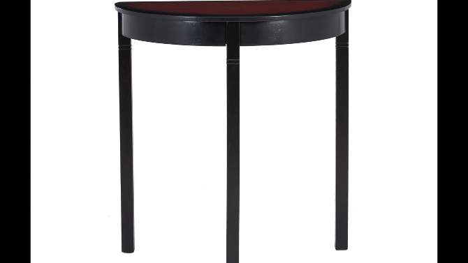 Camden Traditional Wood Demi Lune Console Table Black Cherry - Linon, 2 of 11, play video