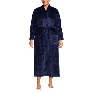 Lands' End Women's Cozy Plush Long Wrap Robe - 1 of 4