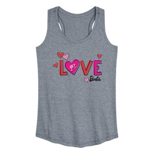 Women's - Barbie - Patterned Love Graphic Racerback Tank - 1 of 4