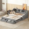 Bellemave Twin to King Size Daybed Frame with Storage Bookcases and Two Drawers,Charging Design,Gray - 3 of 4