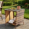 VINGLI Outdoor Wicker Side Table Patio Side Tables for Outside, Tempered Glass Top Wicker Table with Storage End Table for Balcony Porch Deck - 2 of 4