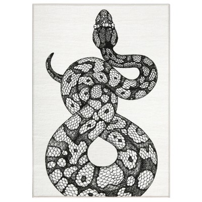 Modern Snake Gothic Area Rug – Kitchen Runner with Non-Slip Backing, Stain Resistant, Easy Clean, Low Pile Indoor Carpet for Hallway, Laundry