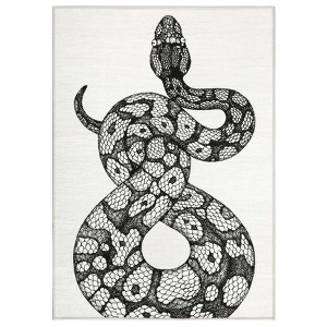 Modern Snake Gothic Area Rug – Kitchen Runner with Non-Slip Backing, Stain Resistant, Easy Clean, Low Pile Indoor Carpet for Hallway, Laundry - 1 of 4