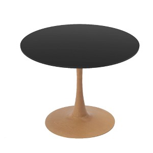 LeisureMod Bristol 27" Round Dining Table with MDF Top and Natural Wood Steel Pedestal Base for Modern Kitchen and Dining Room - 1 of 4
