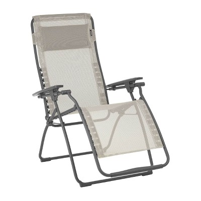 Lafuma Futura LFM3118-8548 Zero Gravity Outdoor Steel Framed Lawn Patio Recliner Folding Lounge Chair with Batyline Canvas, Seigle Grey