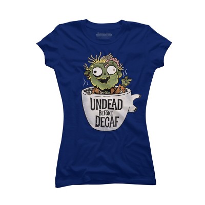 Junior's Design By Humans Undead and coffee By ppmid T-Shirt